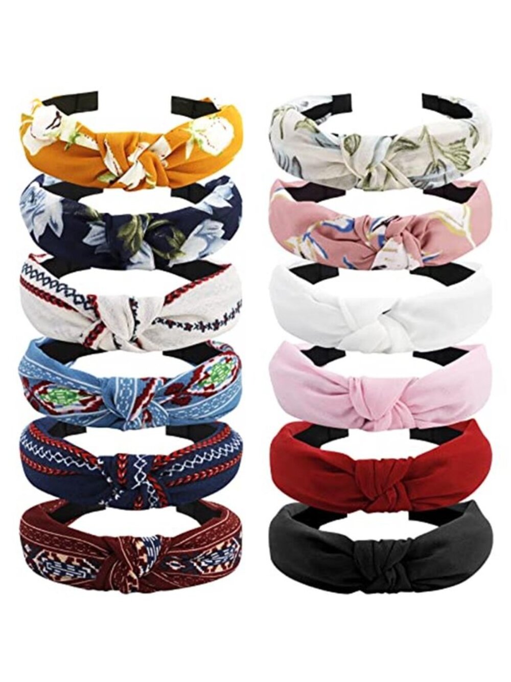 Womens Wide Headbands 12 Pack Floral Knot Elastic Hair Bands Workout Yoga Boho